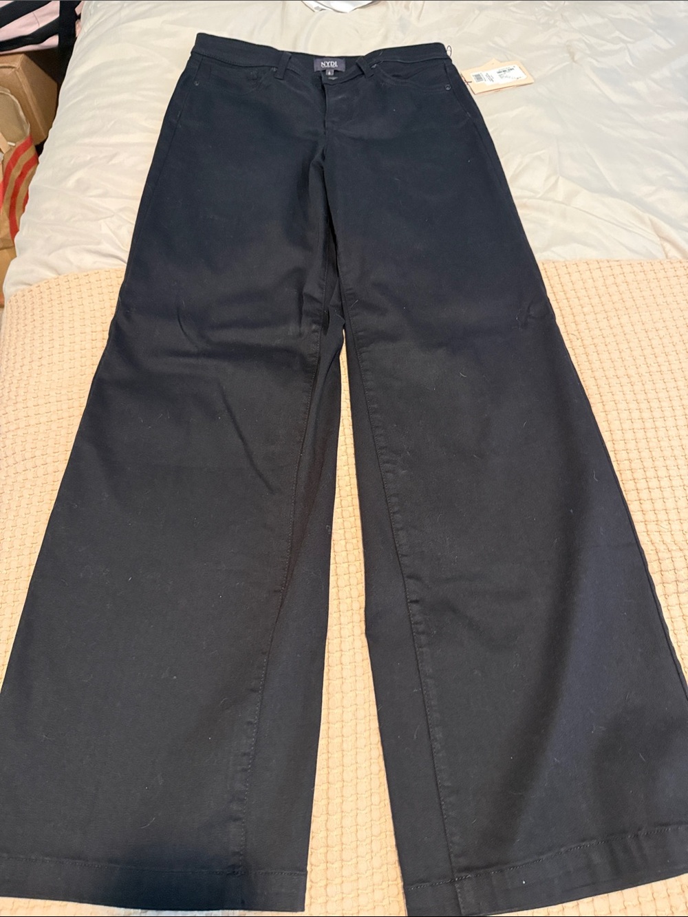NYDJ Black Wide-Leg High-Rise Jeans